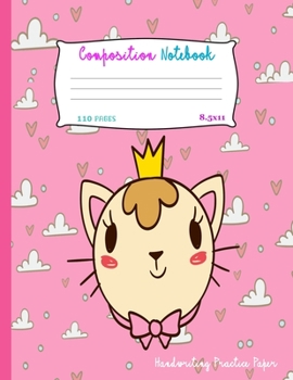 Paperback Handwriting Practice Paper: Composition Notebook Journal For Kindergarten To 4th Grade Students Learning to Write and Draw: Cute Pink Cat Cover Book