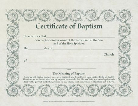Paperback Certificate of Baptism 6pk Book