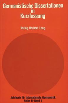Paperback Germanistische Dissertationen in Kurzfassung: Herausgegeben Von Hans-Gert Roloff [German] Book
