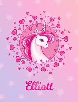 Elliott: Unicorn Large Blank Primary Handwriting Learn to Write Practice Paper for  Girls | Pink Purple Magical Horse Personalized Letter E Initial ... Learning | Use Imagination to Create Tales