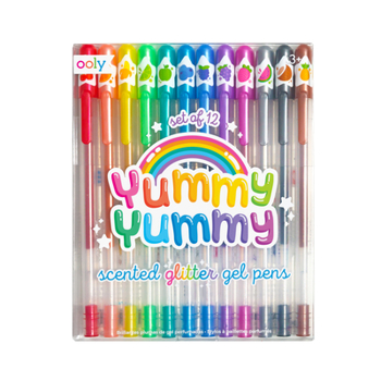Ooly Scented Yummy Yummy Glitter Gel Pens Set of 12 Pens (New Gen) - 1.00mm NIB Scented Glitter Pens for Kids, Adults, Art Supplies and stationery Supplies [Yummy Yummy Scented Glitter Pens]