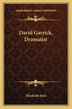 Paperback David Garrick, Dramatist Book