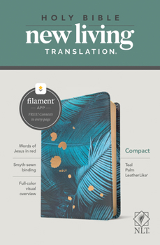 Imitation Leather NLT Compact Bible, Filament Enabled (Leatherlike, Teal Palm, Red Letter) Book