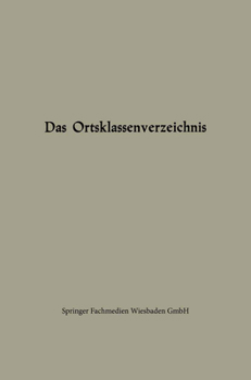 Paperback Das Ortsklassenverzeichnis [German] Book