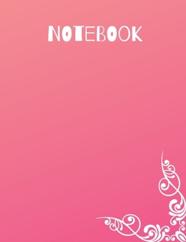 Notebook - Blank Lined: With Gradient Pink Cover And Flower Design At Corners