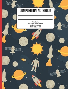 Paperback Composition Notebook Wide Ruled: Astronaut 110 Pages Book