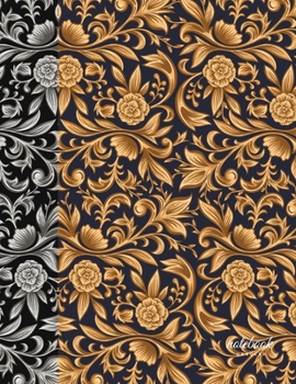 Unruled Notebook : Ornamental Black and Gold Soft Cover Large (8. 5 X 11 Inches) Letter Size 100 Unlined Pages Unlined Art Deco Notes