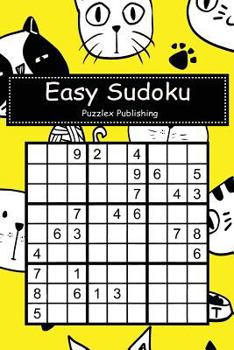 Paperback Easy Sudoku: Sudoku Puzzle Game For Beginers With Cute doodle cat seamless cover Book