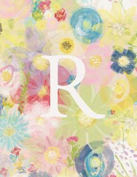 Paperback R: Monogram Initial R Notebook for Women and Girls-Pastel Floral-120 Pages 8.5 x 11 Book