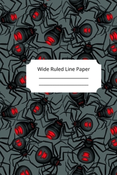 Scary Spider Theme Wide Ruled Line Paper