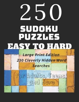 Paperback 250 sudoku puzzles easy to hard: Sudoku puzzle book for adults, random, easy hard very hard with solutions [Large Print] Book