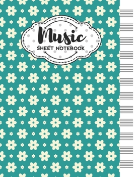 Music Sheet Notebook: Blank Staff Manuscript Paper with Vintage Pattern Themed Cover Design