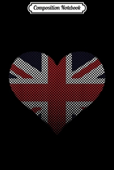 Composition Notebook: Cool Union Jack United Kingdom Flag Rhinestuds Heart Gift Journal/Notebook Blank Lined Ruled 6x9 100 Pages