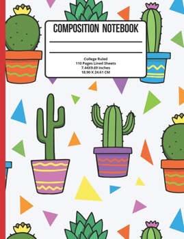 Paperback Composition Notebook College Ruled: Cactus 110 Pages Book