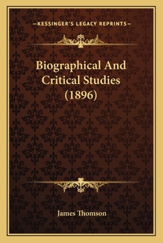 Paperback Biographical And Critical Studies (1896) Book