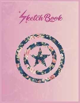 SketchBook: Marvel Avengers Captain America Floral Icon Graphic Empty Notebook SketchBook Floral Flower Arts Notebook for Girls Teens Kids Journal Blank UnLined 110 Pages of 8.5x11 for Drawing and Pai