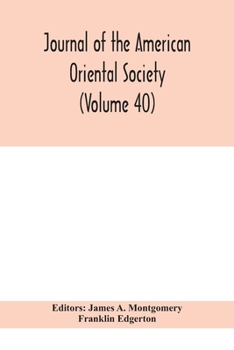 Paperback Journal of the American Oriental Society (Volume 40) Book