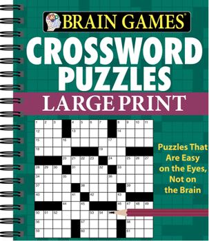 Spiral-bound Brain Games - Crossword Puzzles - Large Print (Green) [Large Print] Book
