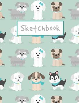 Paperback Sketchbook: Cute Little Puppies Sketchbook, 8.5" x 11", 120 Pages, Large Blank Sketchbook Journal With Cute Puppies Pattern Book