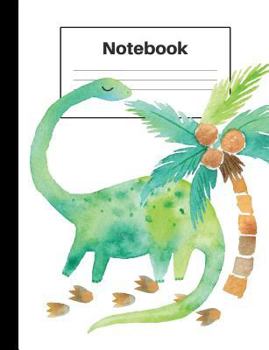 Paperback Notebook: Dinosaur Brontosaurus, Palm Tree, Foot Prints, College Rule, Notebook Home Office School Student Teacher Homeschool, 7 Book