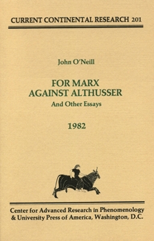 Paperback For Marx Against Althusser: And Other Essays, Current Continental Research Book