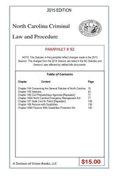 Paperback North Carolina Criminal Law and Procedure-Pamphlet 92 Book