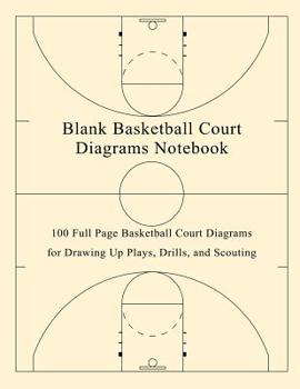 Paperback Blank Basketball Court Diagrams Notebook: 100 Full Page Basketball Court Diagrams for Drawing Up Plays, Drills, and Scouting Book