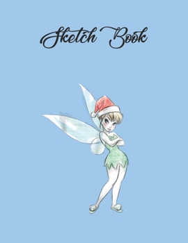 Paperback SketchBook: Disney Peter Pan Tinker Bell Christmas Lights Fairy Bright Cute Theme Marble Size SketchBook Blank Pages Rule Unlined Book