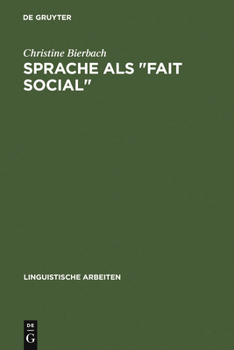 Hardcover Sprache als "Fait social" [German] Book