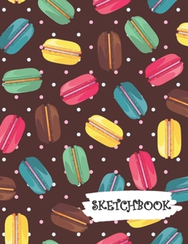 Paperback Sketchbook: Pink Blue Green Yellow Macaroons Fun Framed Drawing Paper Notebook Book