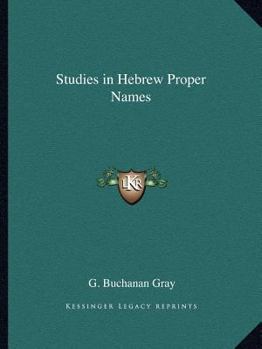 Paperback Studies in Hebrew Proper Names Book