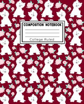 Paperback Composition Book College Ruled: Puppy Love Red Fashion Line Paper Exercise Book Notebook For Middle School Through To College University Book