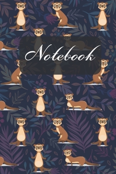 Notebook: Cute Ferrets Multicolored leaves (Dark Blue Cover) Diary / Notes / Track / Log / Journal , Book Gifts For Women Men Kids Teens Girls Boys 6x9" 120 Pages (Lovely Ferrets Notebook)