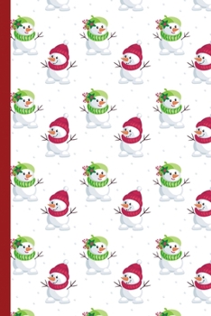 Blank Lined Notebook Journal For Christmas: Medium Ruled Book for Children, Teens and Adults - Red Snowman (College Ruled Line Paper)