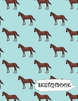 Sketchbook: Brown Horse with Blue Background Fun Framed Drawing Paper Notebook