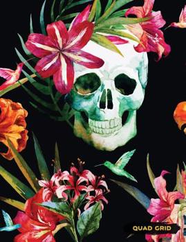 Paperback Quad Grid: Sugar Skull Goth Composition Notebook Graph Ruled Paper, 4x4 Squared for Math & Science Graphing Book