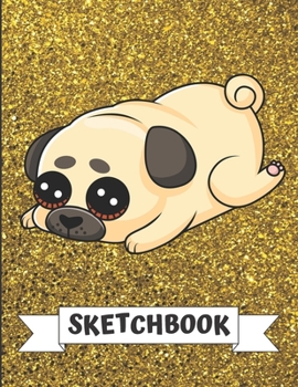 Sketchbook: Cute Sad Little Puppy Dog Cover Design with Glitter Printed Notebook and Journal. Perfect Doodling, Sketching and Writing Book for Kids and Adult of All Ages.