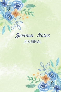 Paperback Sermon Notes Journal: Inspirational Sermon Notebook for Women (Green Watercolor Floral Design) Book