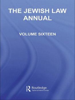 Hardcover The Jewish Law Annual Volume 16 Book