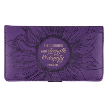 Misc. Checkbook Cover Strength & Dignity Purple Proverbs 31:25 Book