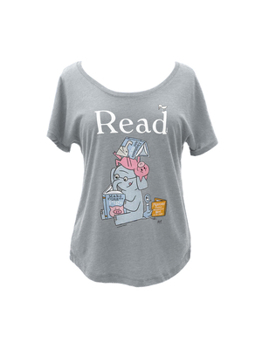 Misc. Elephant & Piggie Read (Gray) Women's Relaxed Fit T-Shirt Large Book