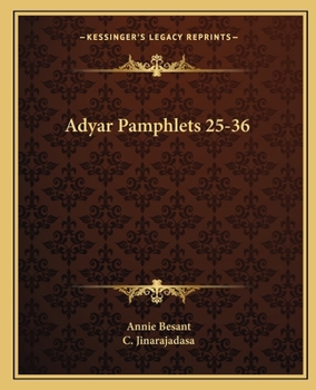 Paperback Adyar Pamphlets 25-36 Book