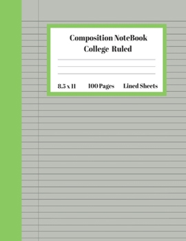 Composition Notebook College Ruled Lined Sheets: Large Pretty Under 10 Dollar Notebook Paper Green Cover Green Stripe Back to School Gifts and Home ... Teens Women students Kids Adults Teachers