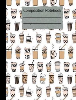 Coffee Composition Notebook - 5x5 Graph Paper: 200 Pages 7.44 x 9.69 Allover Coffee Latte Pattern School Student Teacher Subject Math
