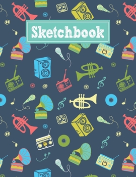Sketchbook: 8.5 x 11 Notebook for Creative Drawing and Sketching Activities with Unique Retro Music Themed Cover Design