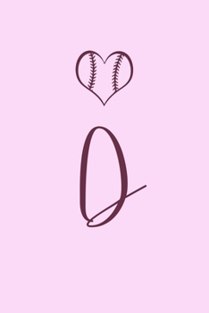 D: Name Monogram Initial D Softball 6x9" Lined Notebook/Journal Gift Idea For Girls, Women, School, College and Work