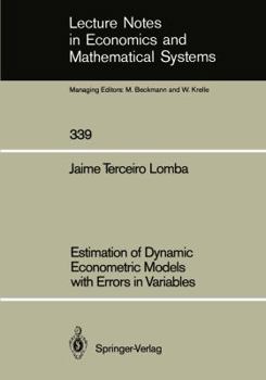 Paperback Estimation of Dynamic Econometric Models with Errors in Variables Book