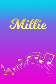Millie: Sheet Music Note Manuscript Notebook Paper | Pink Blue Gold  Personalized Letter M Initial Custom First Name Cover | Musician Composer ... Notepad Notation Guide | Compose Write Songs