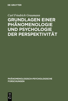 Hardcover Grundlagen einer Phänomenologie und Psychologie der Perspektivität [German] Book