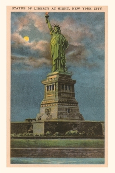 Paperback Vintage Journal Moon over Statue of Liberty, New York City Book